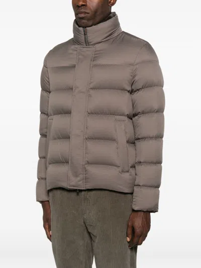Herno Insulated Jackets With High Neck And Pockets In Brown