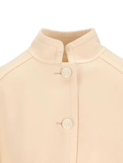 Valentino Stylish Coats With Flared Shape And Bows In Neutral
