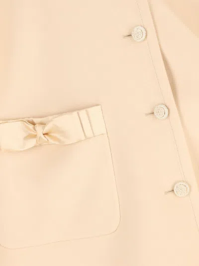 Valentino Stylish Coats With Flared Shape And Bows In Neutral