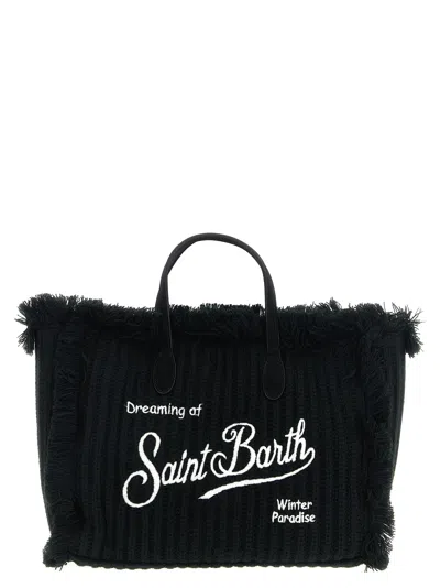 Mc2 Saint Barth Colette Wool Rib Bag With Embroidery In Black