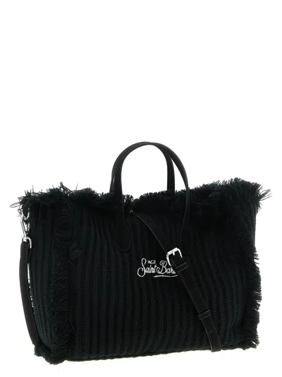 Mc2 Saint Barth Colette Wool Rib Bag With Embroidery In Black