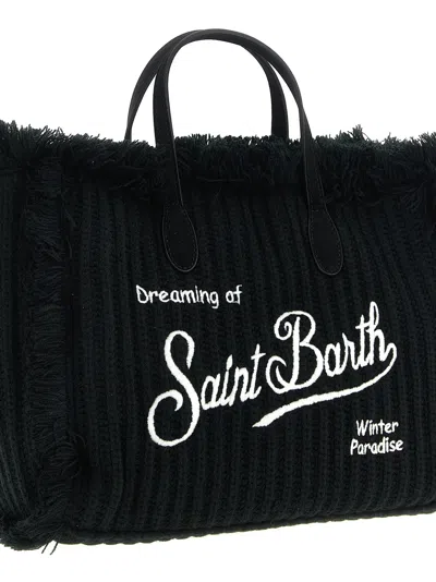 Mc2 Saint Barth Colette Wool Rib Bag With Embroidery In Black