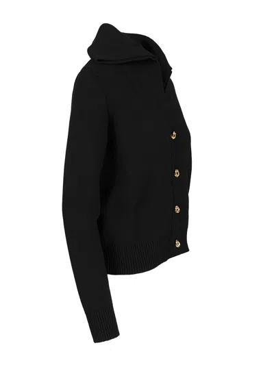 Bottega Veneta Compact Wool Cardigan Knitwear Black In Black