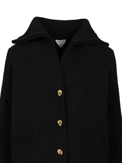 Bottega Veneta Compact Wool Cardigan Knitwear Black In Black