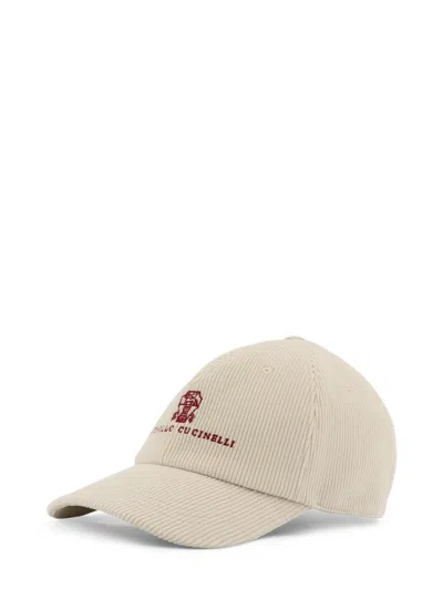 Brunello Cucinelli Men Corduroy Baseball Hat In Gray