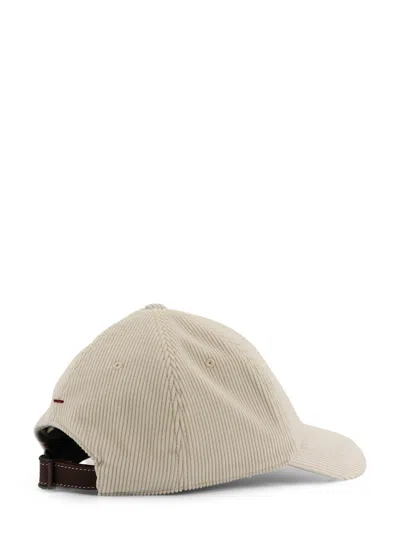 Brunello Cucinelli Men Corduroy Baseball Hat In Gray