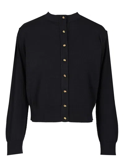 Bottega Veneta Cotton And Viscose Twin-set Knitwear Blue In Black