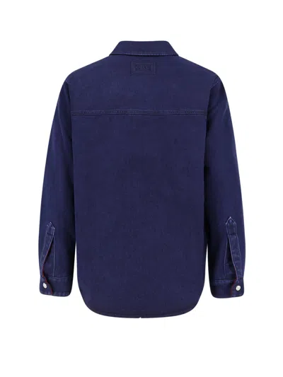 Gucci Logo Patch Denim Shirt In Blue