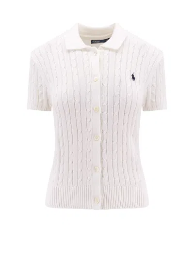Polo Ralph Lauren Cotton Cardigan With Contrasting Logo Embroidery In White