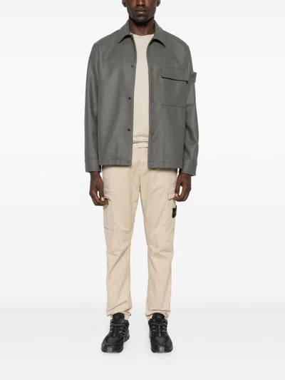 Stone Island Beige Straight Leg Trousers In Neutral