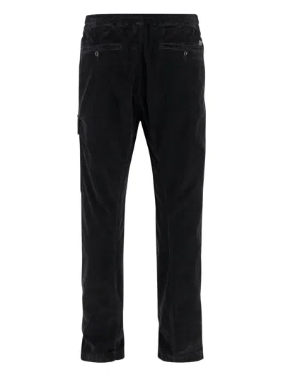 C.p. Company Stretch Cotton Velveteen Pants With Belt Loops In Black