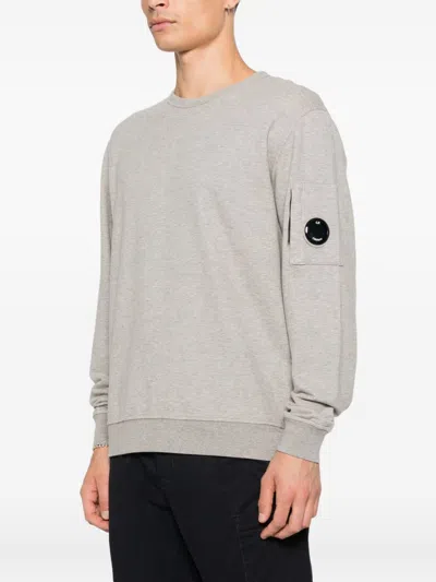 C.p. Company Cotton Sweatshirt With Crew Neck And Patches In Gray