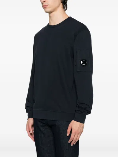 C.p. Company C.p.company Logo Cotton Crewneck Sweatshirt In Black