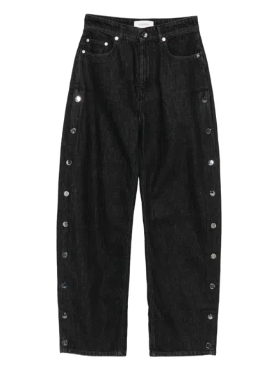 Sportmax High Waist Wide Leg Denim Trousers In Black