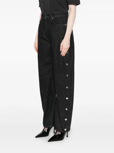 Sportmax High Waist Wide Leg Denim Trousers In Black