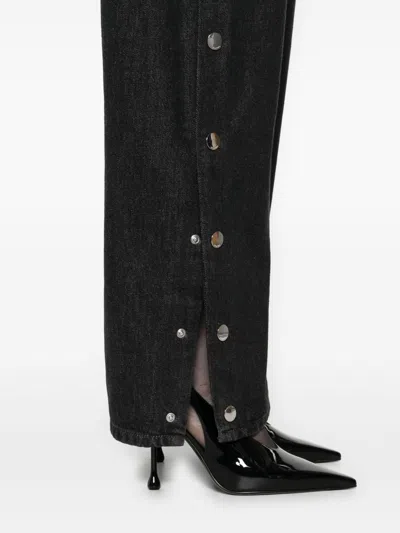Sportmax High Waist Wide Leg Denim Trousers In Black