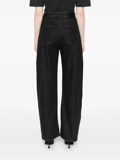 Sportmax High Waist Wide Leg Denim Trousers In Black