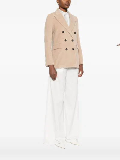 Circolo 1901 Double-breasted Cotton Jacket Featuring Flap Pockets In Burgundy