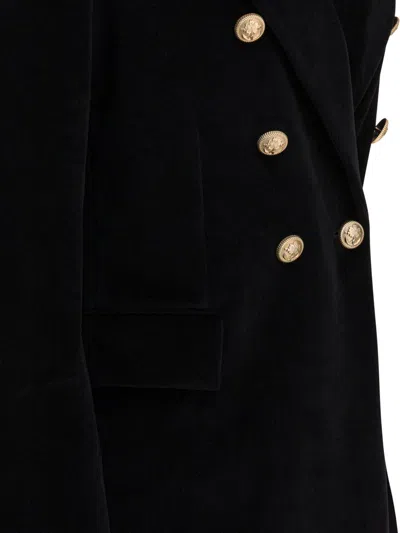 Circolo 1901 Double-breasted Velvet Jacket Featuring Pockets In Black