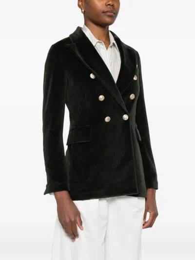 Circolo 1901 Double-breasted Tailored Jacket With Gold-tone Buttons In Black