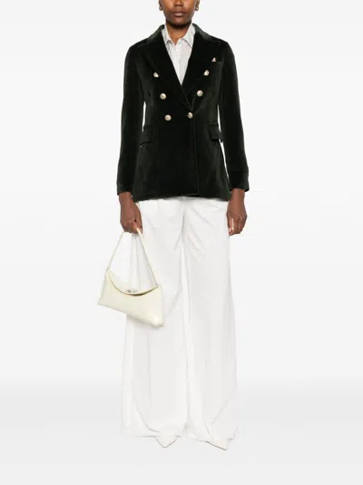 Circolo 1901 Double-breasted Tailored Jacket With Gold-tone Buttons In Black