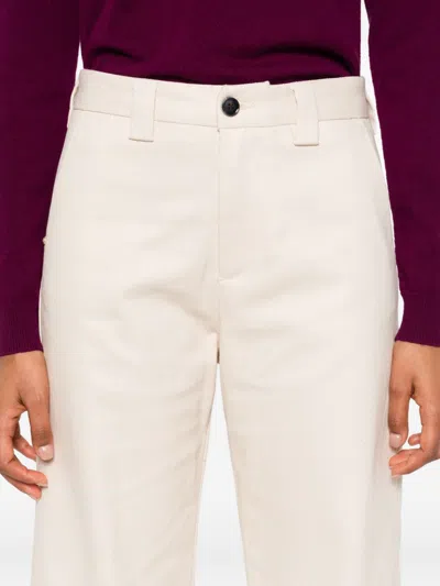 White Sand Button-fastening Belt-loops Trousers In White
