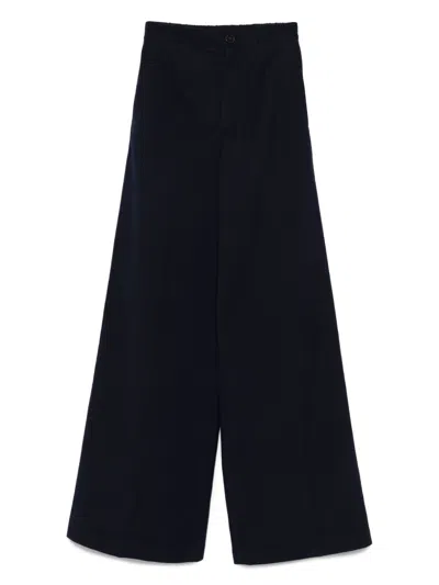 Forte Forte High-waisted Wide-leg Trousers In Soft Blue Fabric In Black