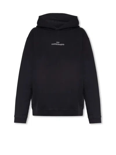 Maison Margiela Cotton Hooded Sweatshirt In Black