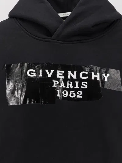 Givenchy Logo Tape Print Hooded Sweatshirt In Black
