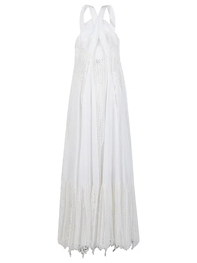 Loewe Cotton Long Dress In Metallic