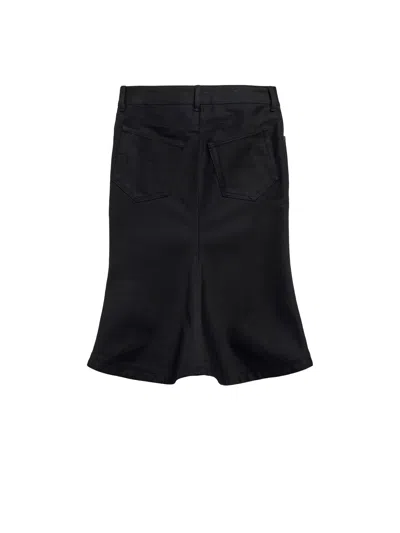 Balenciaga Cotton Midi Skirt In Black