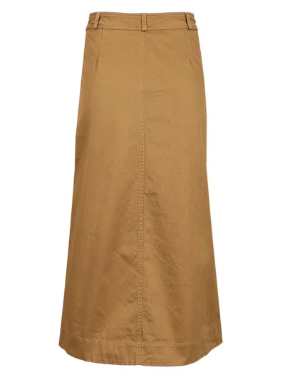 Saint Laurent Midi Skirt With Buttons In Brown