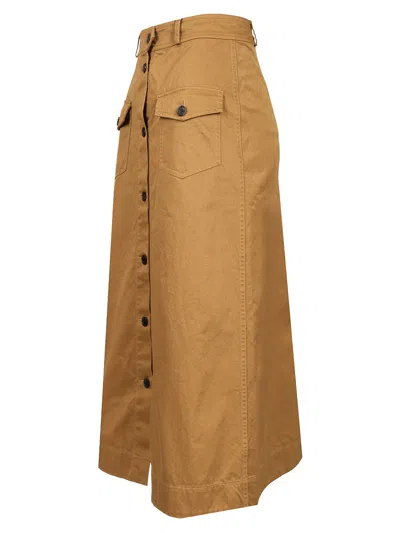 Saint Laurent Midi Skirt With Buttons In Brown