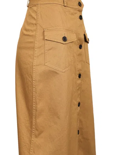 Saint Laurent Midi Skirt With Buttons In Brown