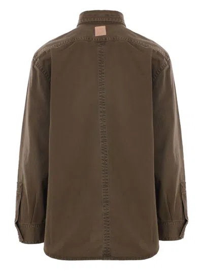 Loewe Anagram Patch Long-sleeved Shirt In Brown