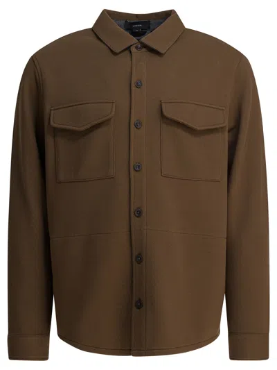Vince Cotton Overshirt Jacket Jackets Brown In Brown