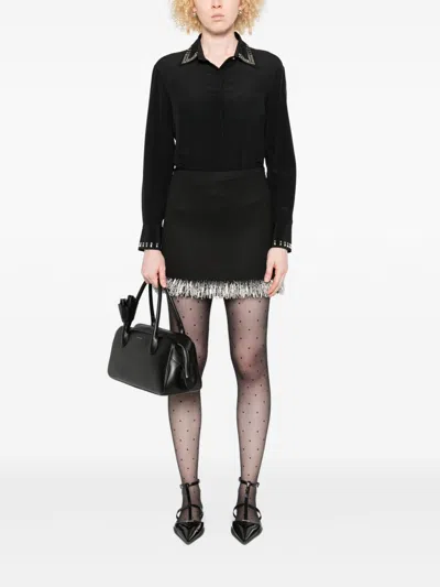 Trame Auree Embellished Long-sleeve Shirt In Black
