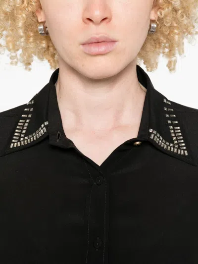Trame Auree Embellished Long-sleeve Shirt In Black