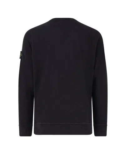 Stone Island Logo Cotton Crewneck Sweatshirt In Black