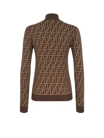 Fendi Ff Jacquard Turtleneck Sweater In Multi