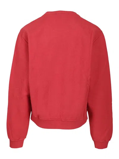 Saint Laurent Cotton Sweatshirt With Crew Neck And Long Sleeves In Red