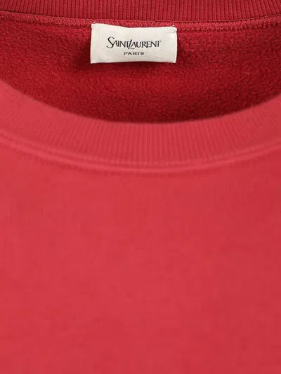 Saint Laurent Cotton Sweatshirt With Crew Neck And Long Sleeves In Red