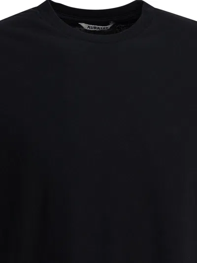 Auralee Crew Neck Cotton T-shirt With Chest Pocket In Black