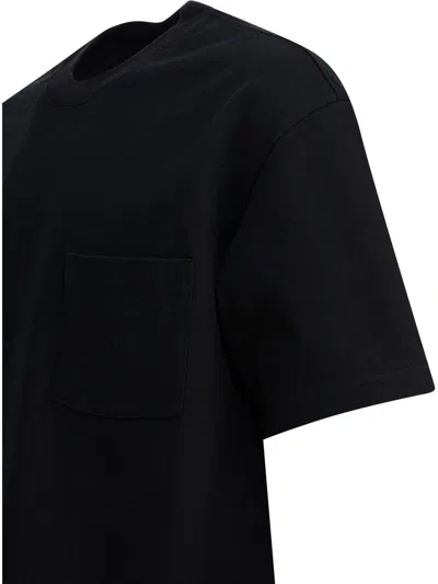 Auralee Crew Neck Cotton T-shirt With Chest Pocket In Black