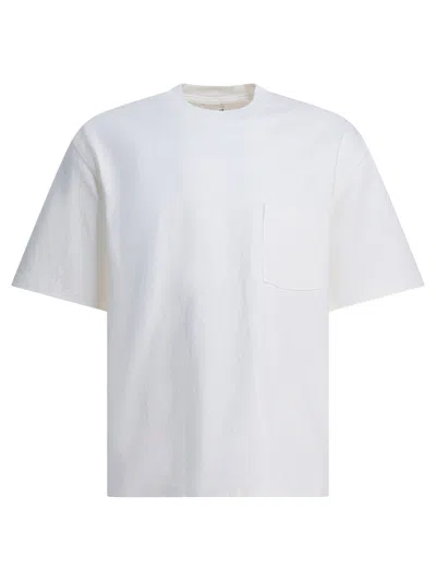 Auralee Crew Neck Cotton T-shirt With Chest Pocket In White
