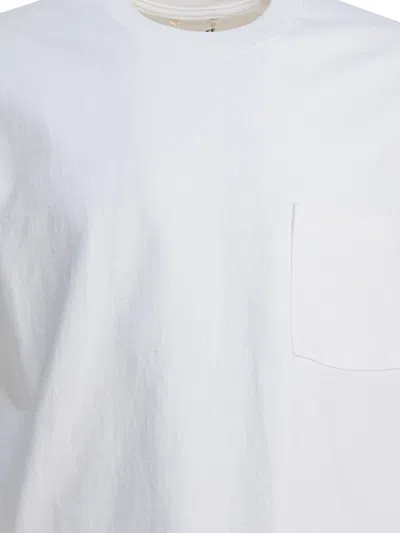 Auralee Crew Neck Cotton T-shirt With Chest Pocket In White