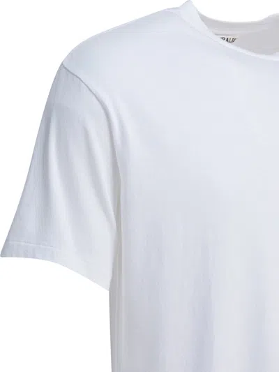 Auralee Crew Neck Cotton T-shirt With Chest Pocket In White