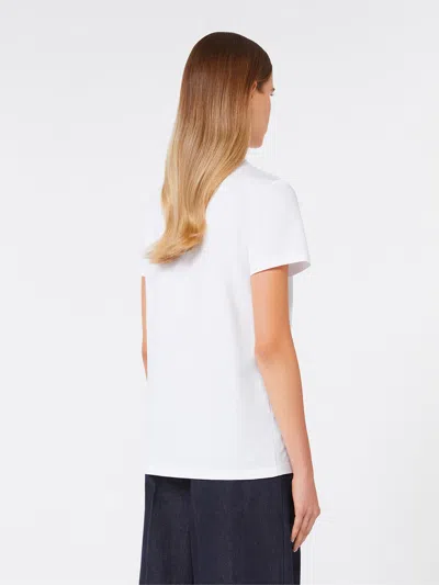 Max Mara Graphic Print Short Sleeve Crew Neck Top In White