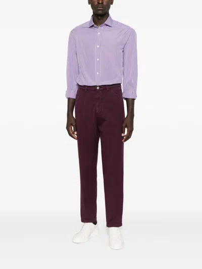 Brunello Cucinelli Cotton Trousers With Side And Back Pockets In Purple
