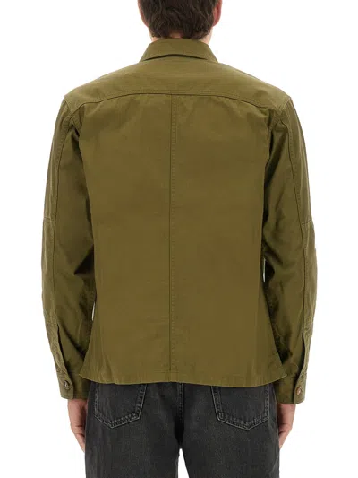 Saint Laurent Cotton Twill Overshirt In Green